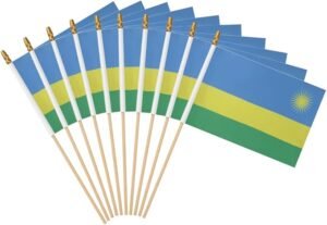 12 Pack Rwanda Handheld Stick Flags